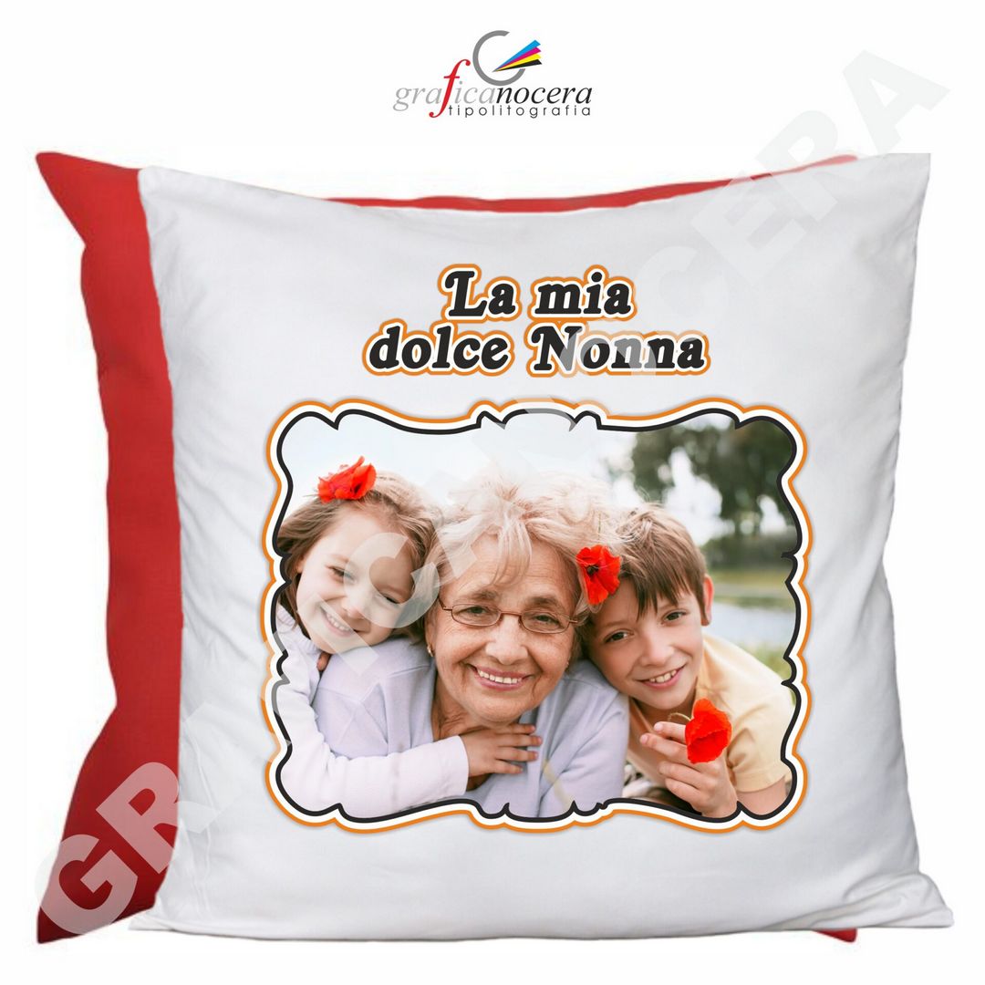 FESTA DEI NONNI Cuscino Quadrato arredo Personalizzato con Foto La Mia Dolce Nonna idea regalo