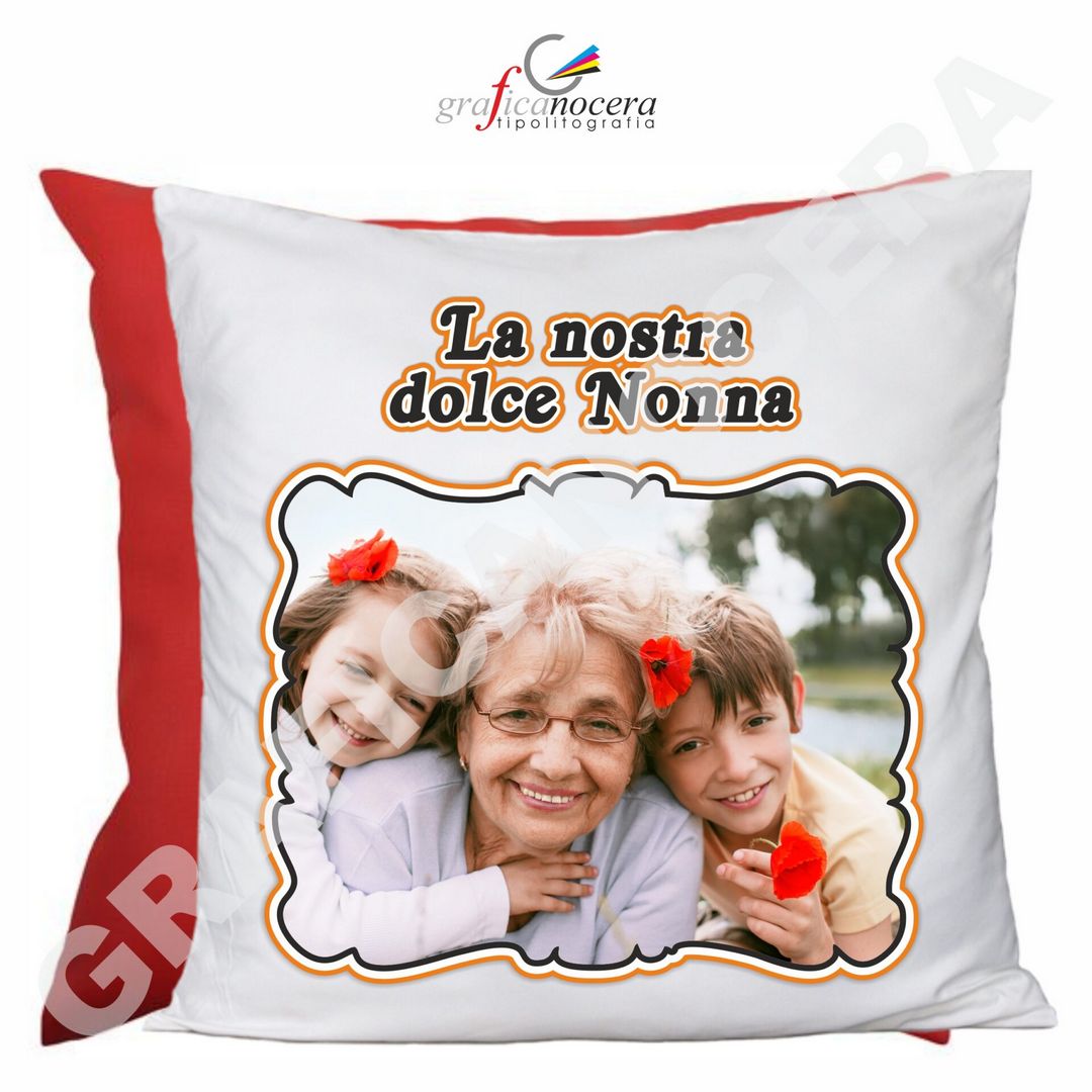 FESTA DEI NONNI Cuscino Quadrato arredo Personalizzato con Foto La Nostra Dolce Nonna idea regalo