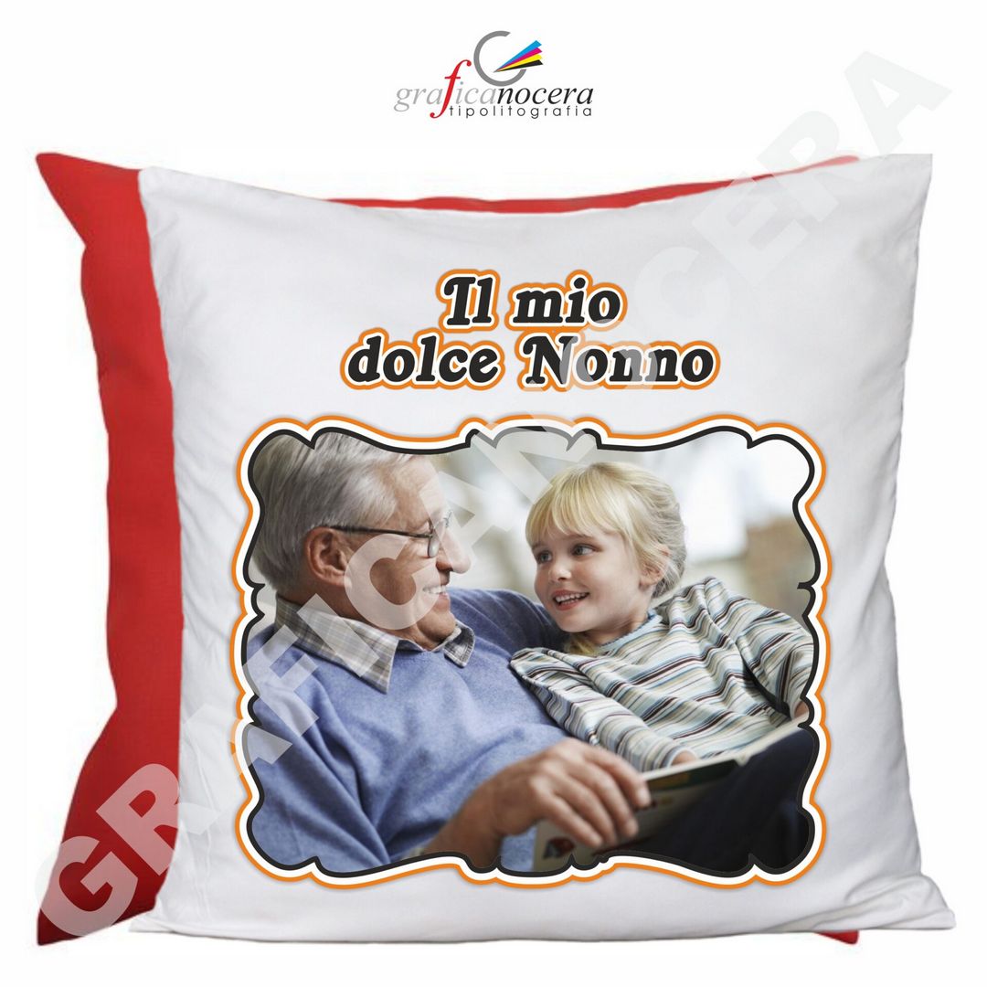 FESTA DEI NONNI Cuscino Quadrato arredo Personalizzato con Foto Il Mio Dolce Nonno idea regalo