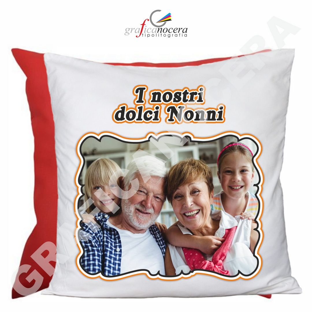FESTA DEI NONNI Cuscino Quadrato arredo Personalizzato con Foto i Nostri Dolci Nonni idea regalo
