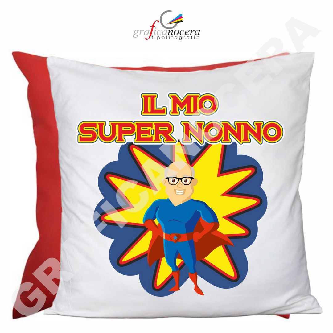 FESTA DEI NONNI Cuscino Quadrato arredo Super Nonno idea regalo