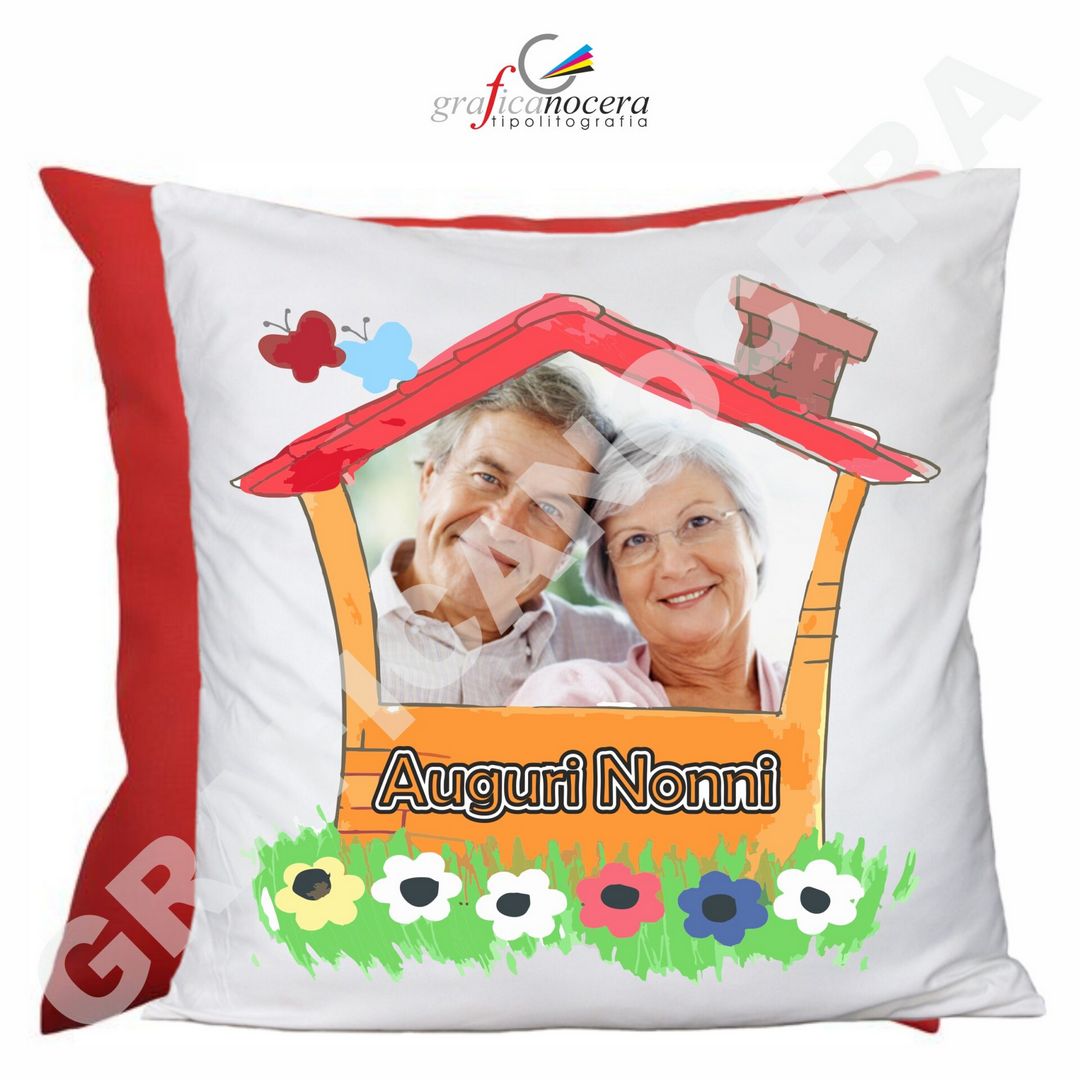 FESTA DEI NONNI Cuscino Quadrato con Foto Personalizzata Auguri Nonni idea regalo