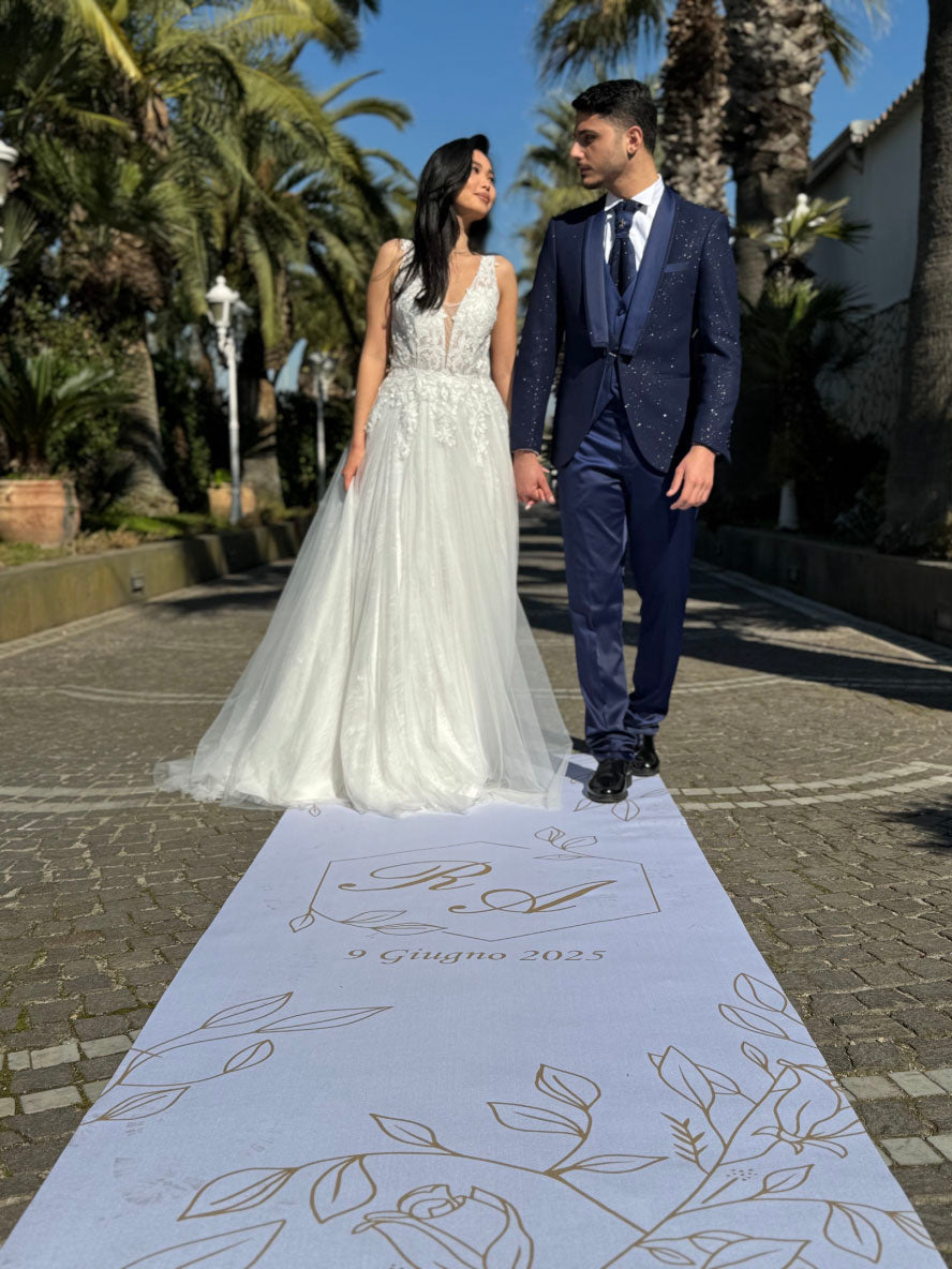 Tappeto 18 in Feltro varie misure Matrimonio con Iniziali Sposi vari colori