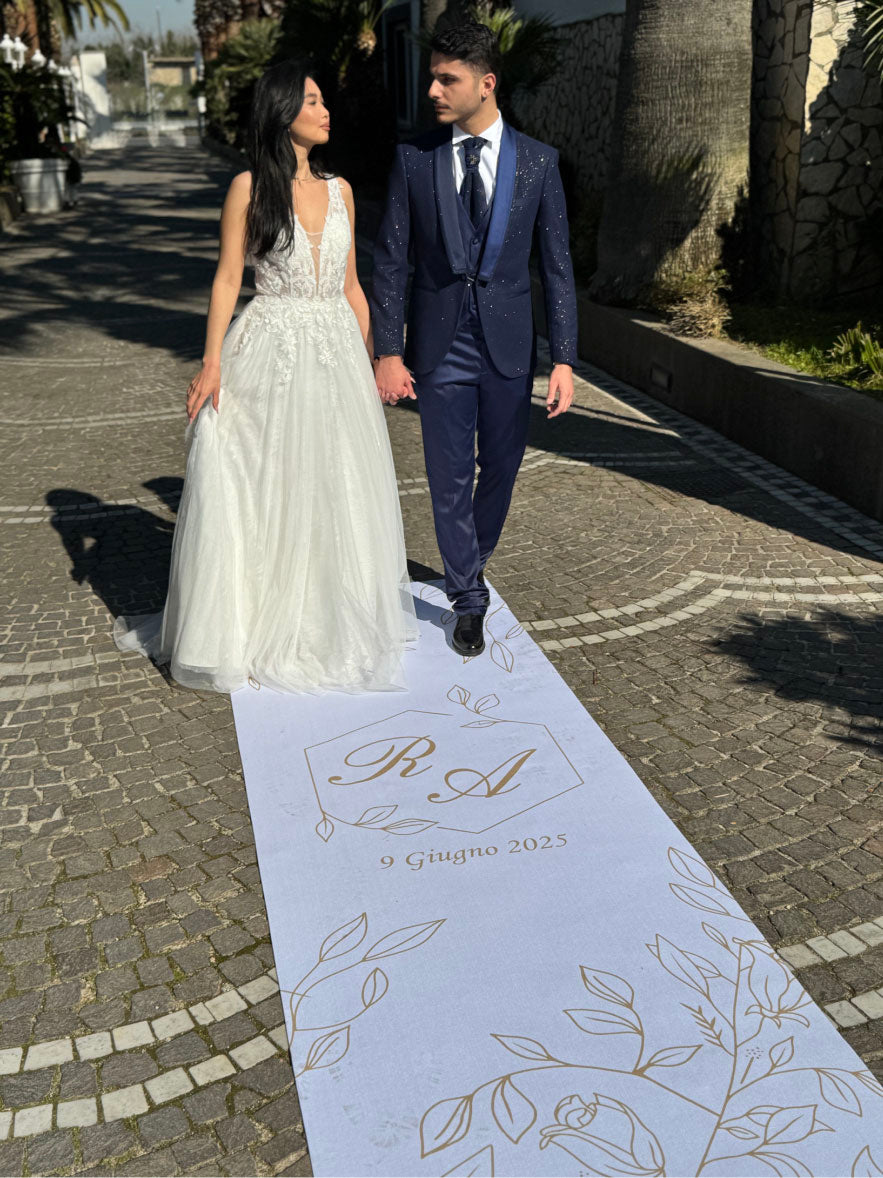 Tappeto 18 in Feltro varie misure Matrimonio con Iniziali Sposi vari colori
