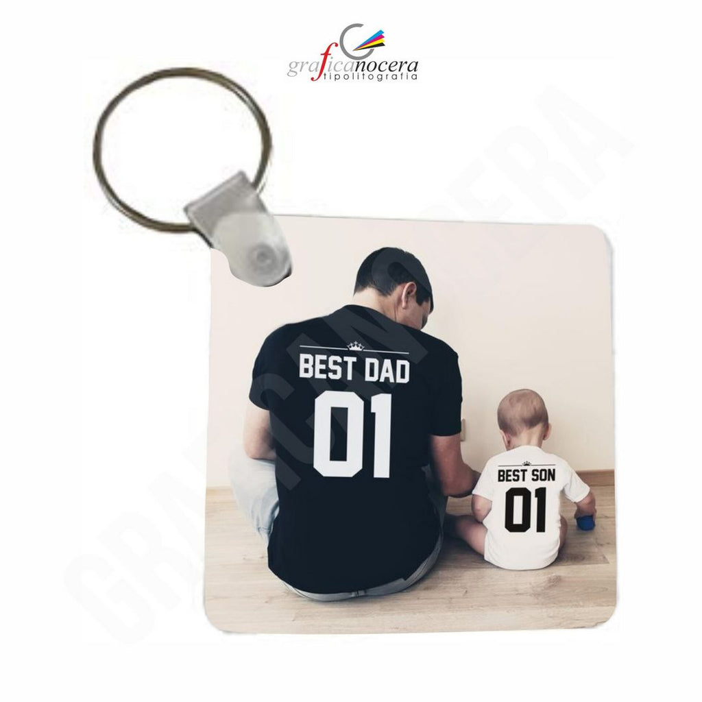 Portachiavi Quadrato Festa del Papà con FOTO PERSONALIZZATA