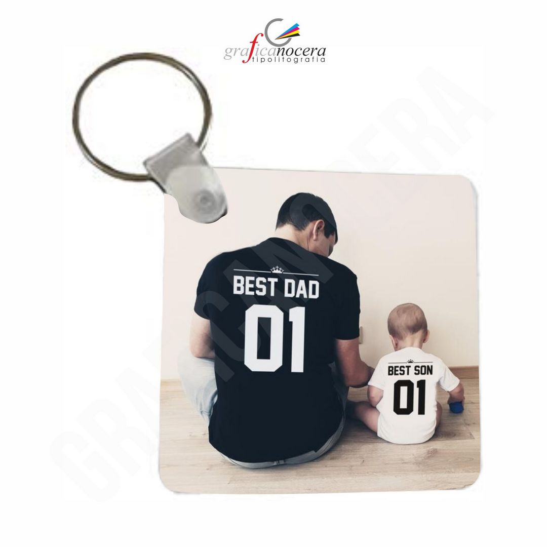 Portachiavi Quadrato Festa del Papà con FOTO PERSONALIZZATA