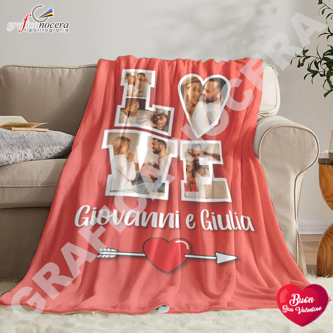 Plaid personalizzato con Foto coperta in pile coppia ricorrenza idea regalo