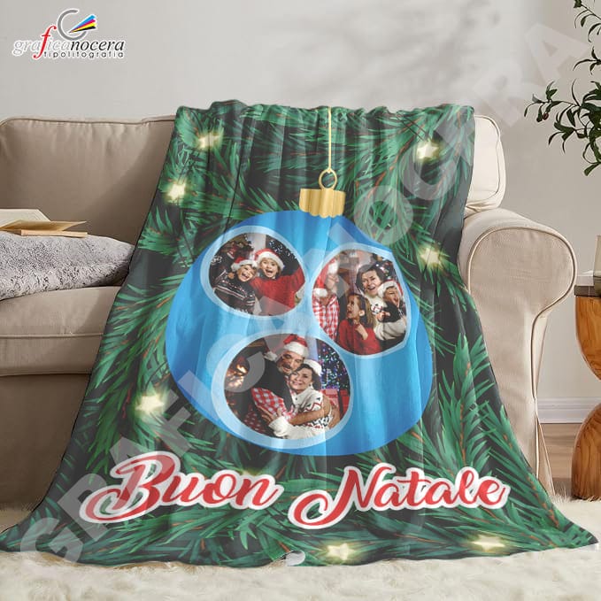 Plaid Natalizio personalizzato con foto coperta calda biancheria letto idea regalo natale