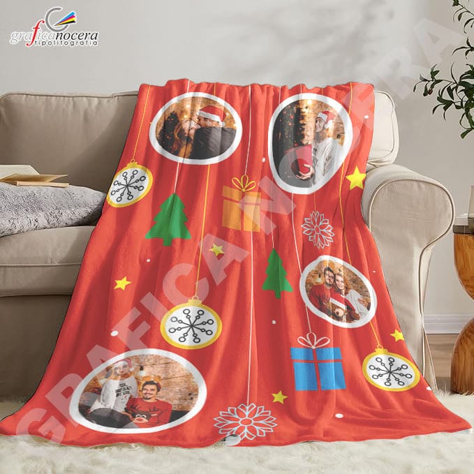 Plaid Natalizio personalizzato con foto coperta calda biancheria letto idea regalo natale