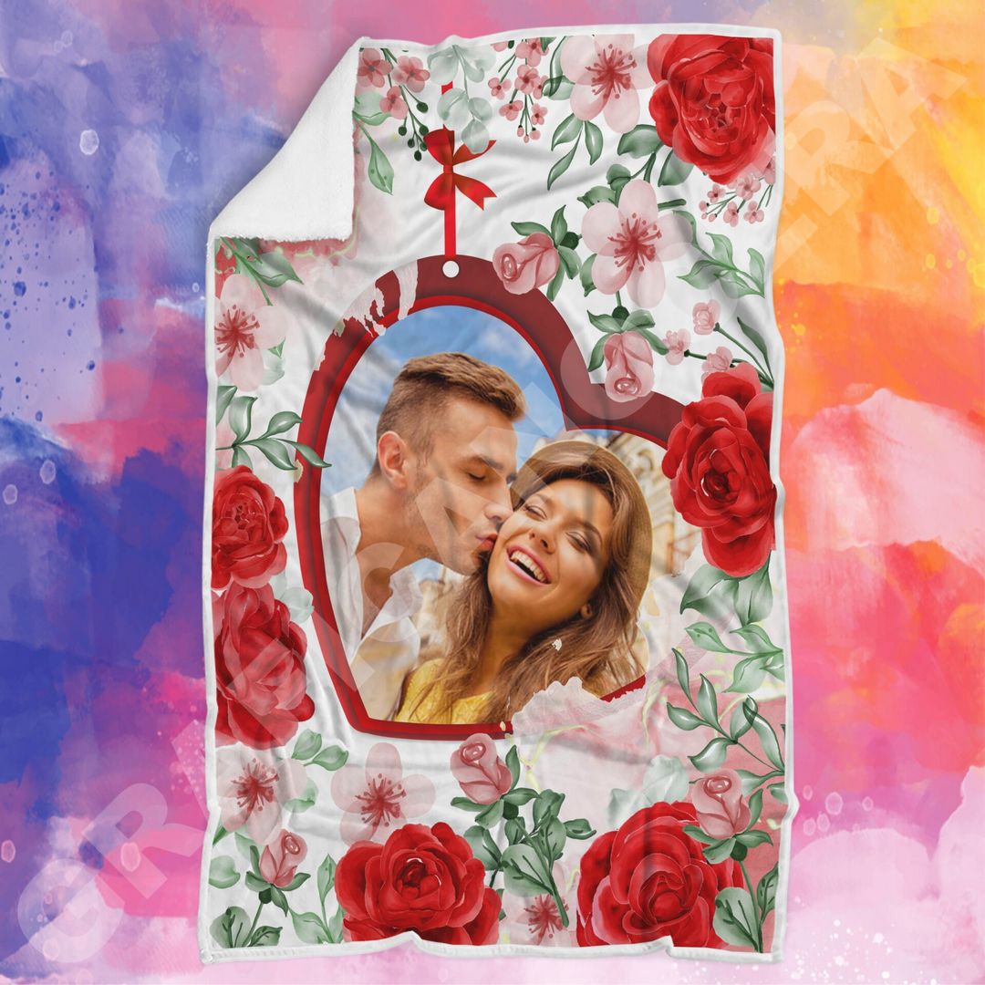 Plaid personalizzato con Foto Immagini fidanzati coperta in pile coppia ricorrenza idea regalo