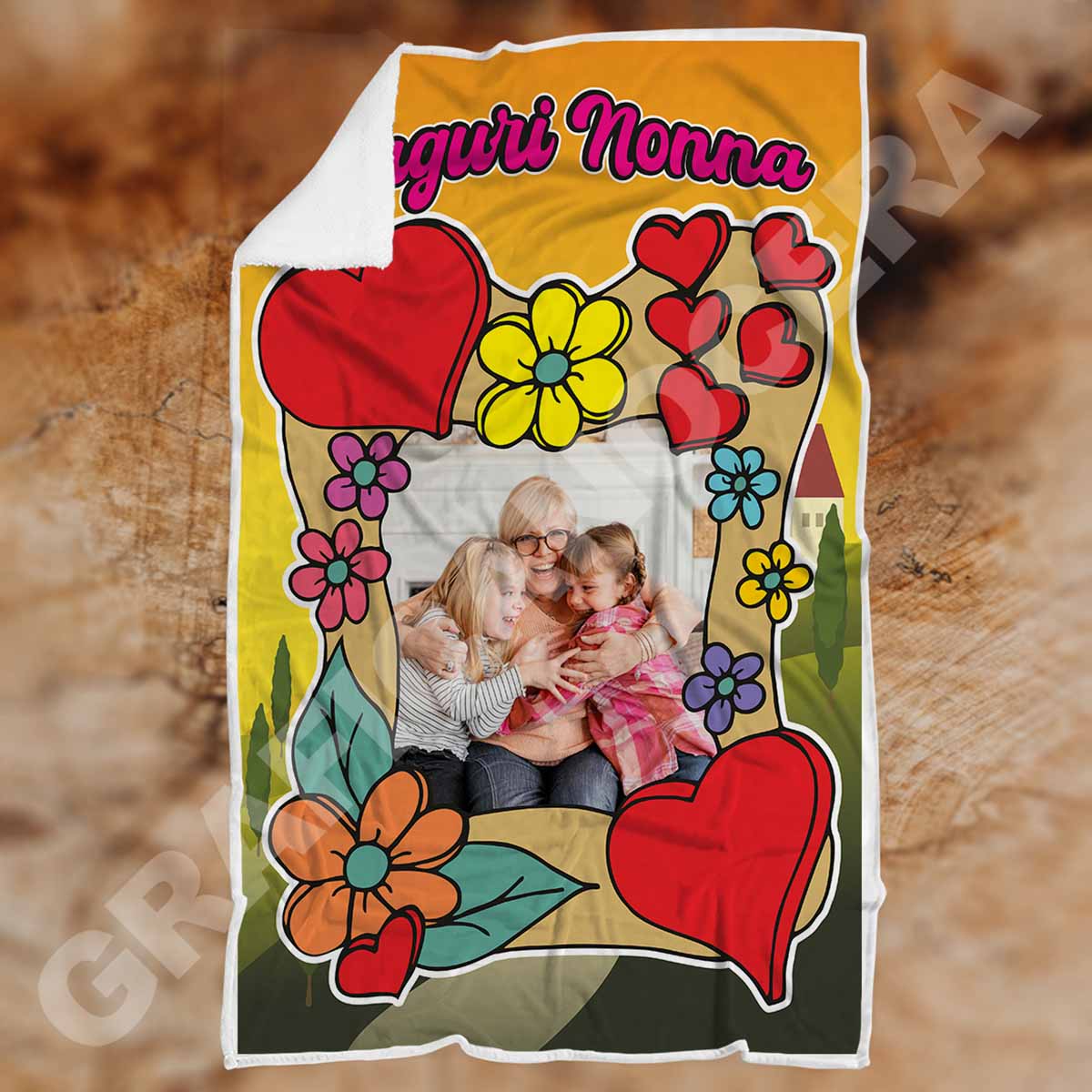 Festa dei Nonni Plaid in Pile con dedica lettera Auguri Nonno Nonna Nonni con Foto Personalizzata dedica idea regalo