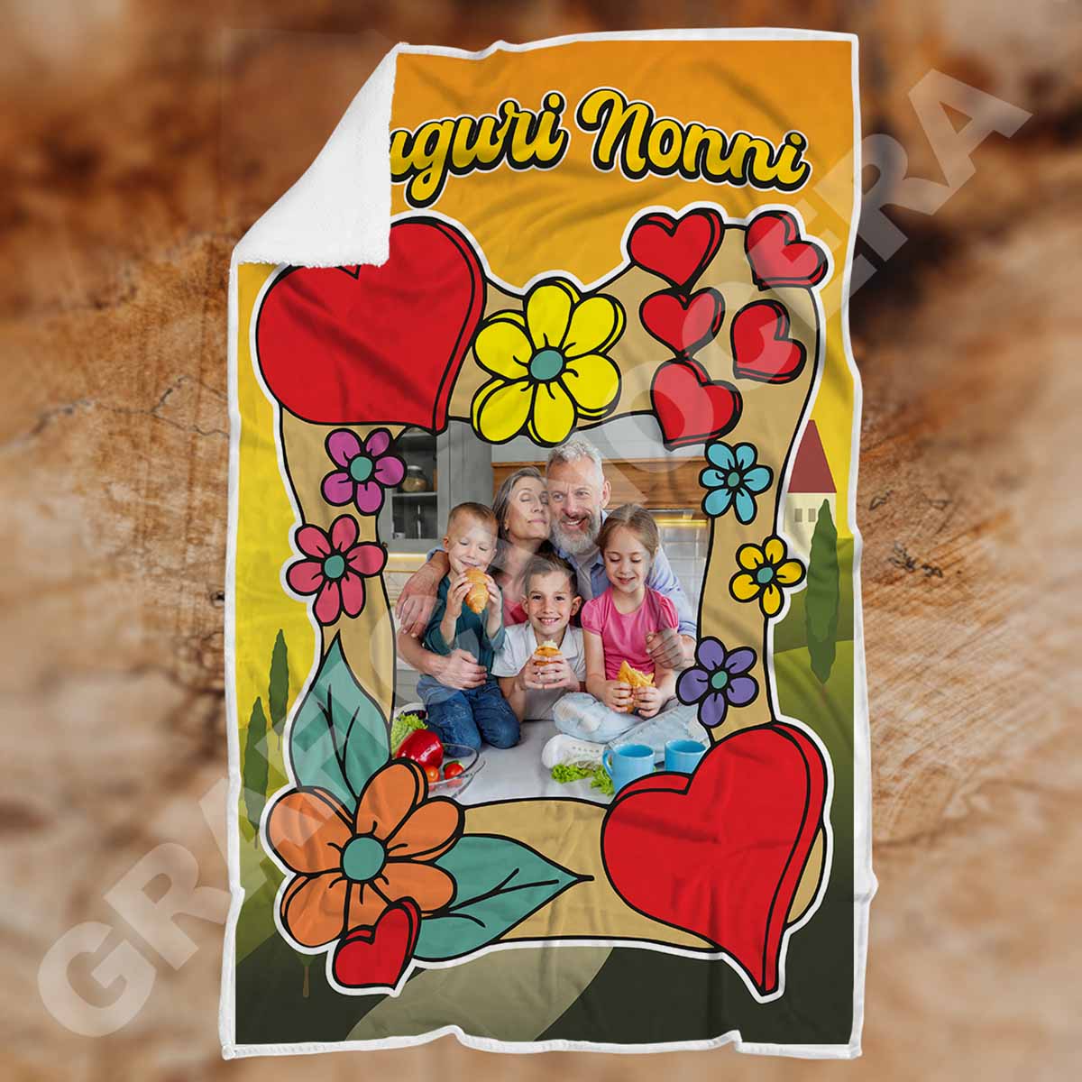 Festa dei Nonni Plaid in Pile con dedica lettera Auguri Nonno Nonna Nonni con Foto Personalizzata dedica idea regalo