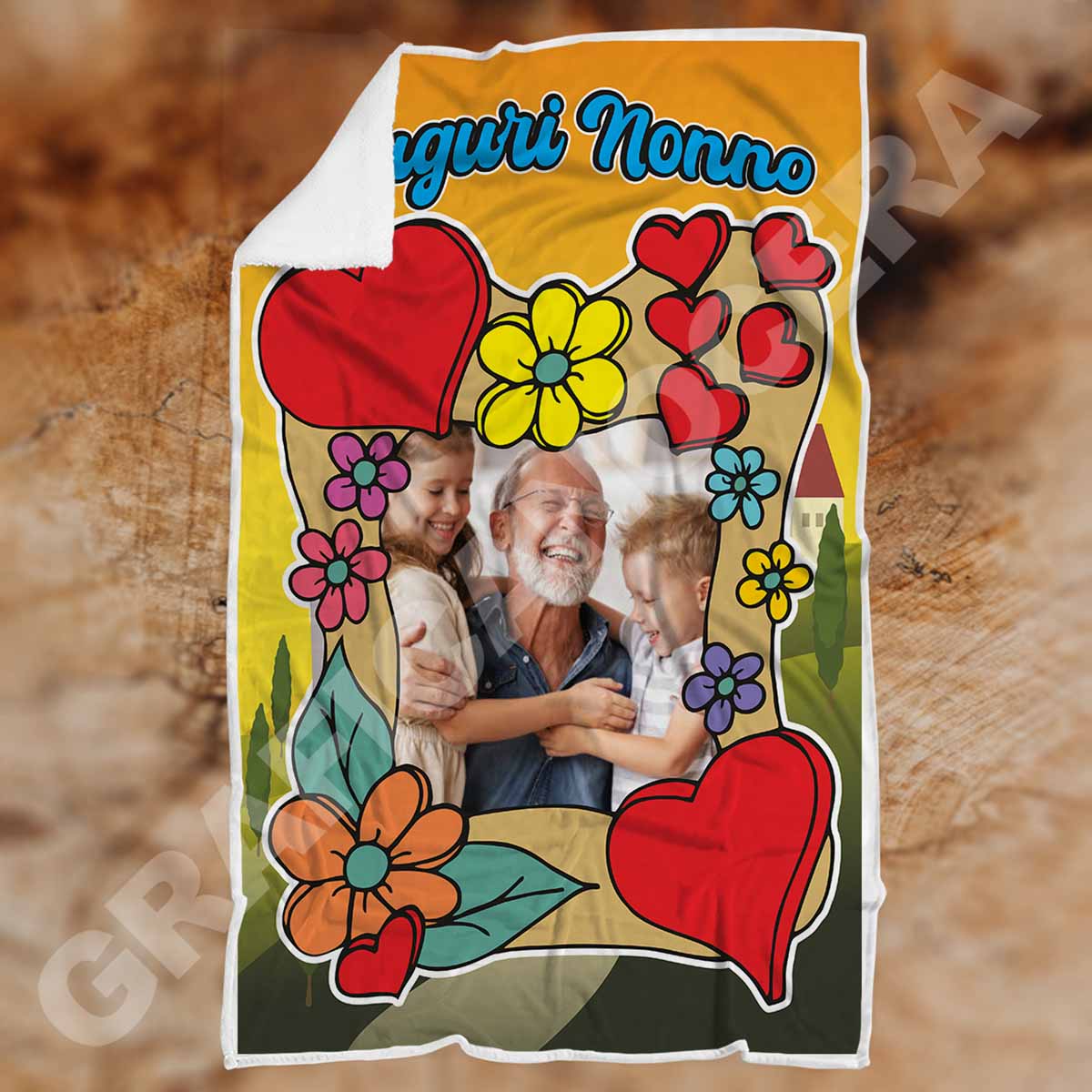 Festa dei Nonni Plaid in Pile con dedica lettera Auguri Nonno Nonna Nonni con Foto Personalizzata dedica idea regalo