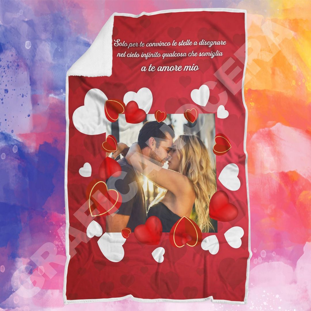 Plaid personalizzato con Foto coperta in pile coppia ricorrenza idea regalo