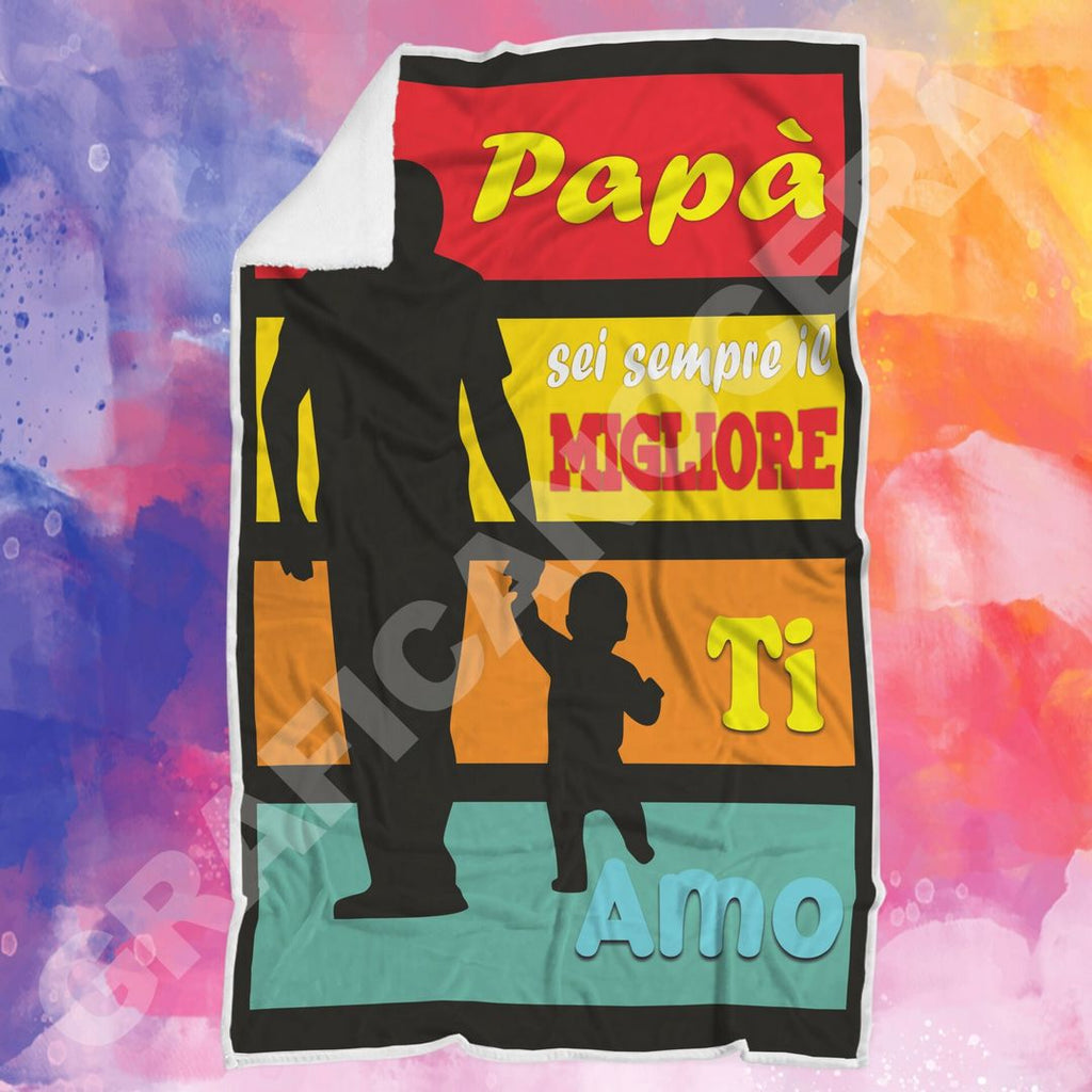 Festa del Papà Plaid in pile varie misure Sei il Migliore Papà Idea Regalo
