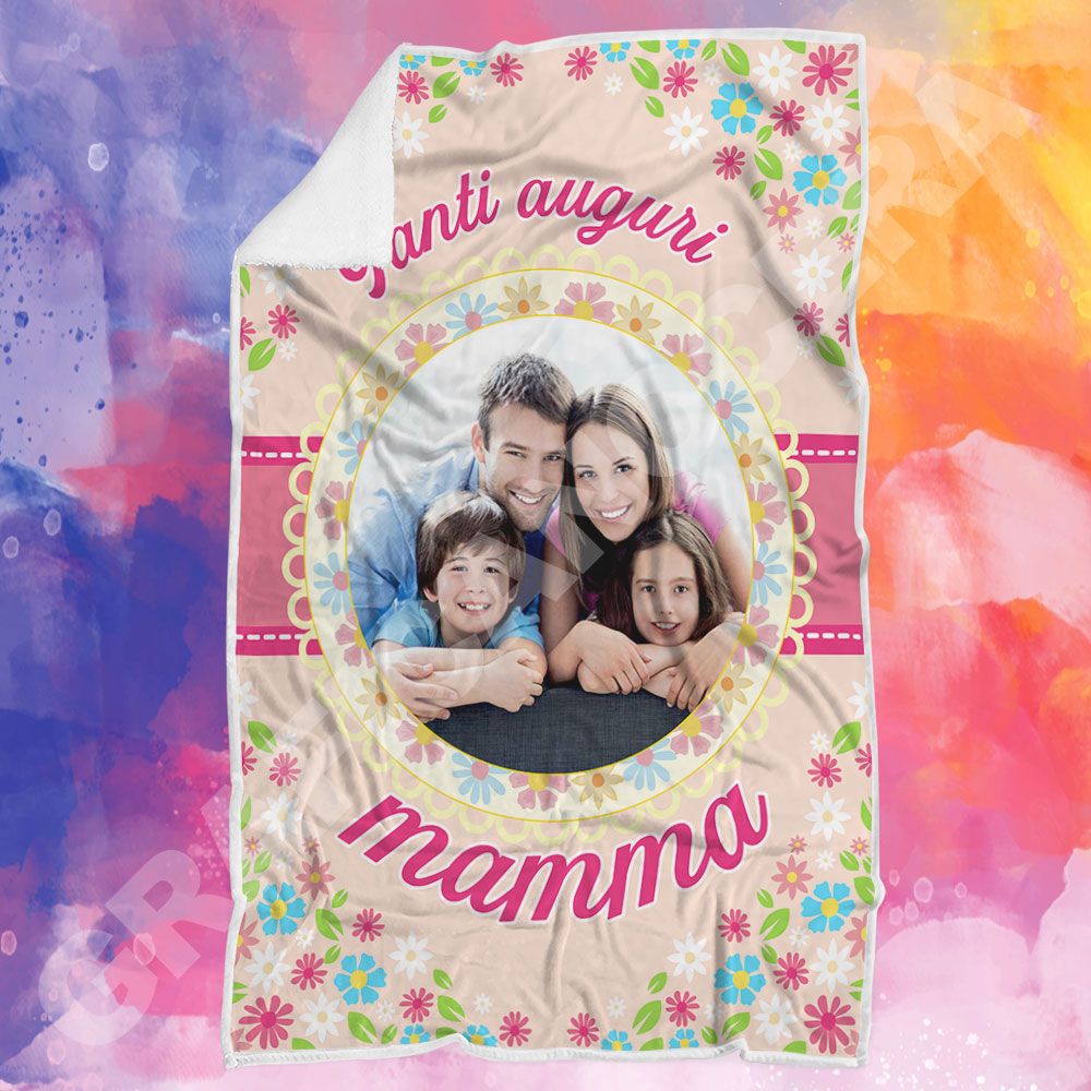 Festa della Mamma Plaid in Pile varie misure con FOTO PERSONALIZZATA Tanti Auguri Mamma Idea Regalo