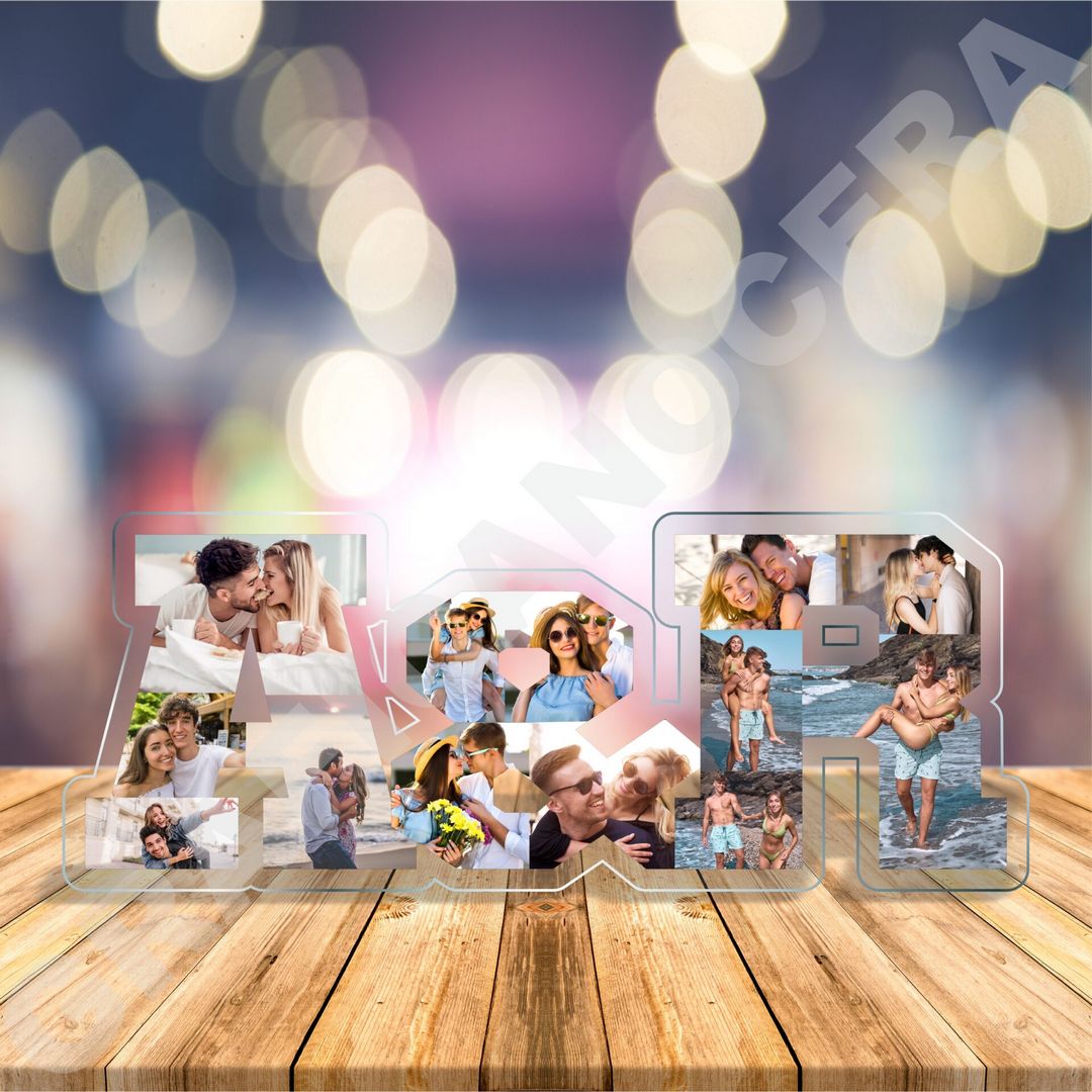 Plexiglass personalizzato con FOTO e INIZIALI mod. 2