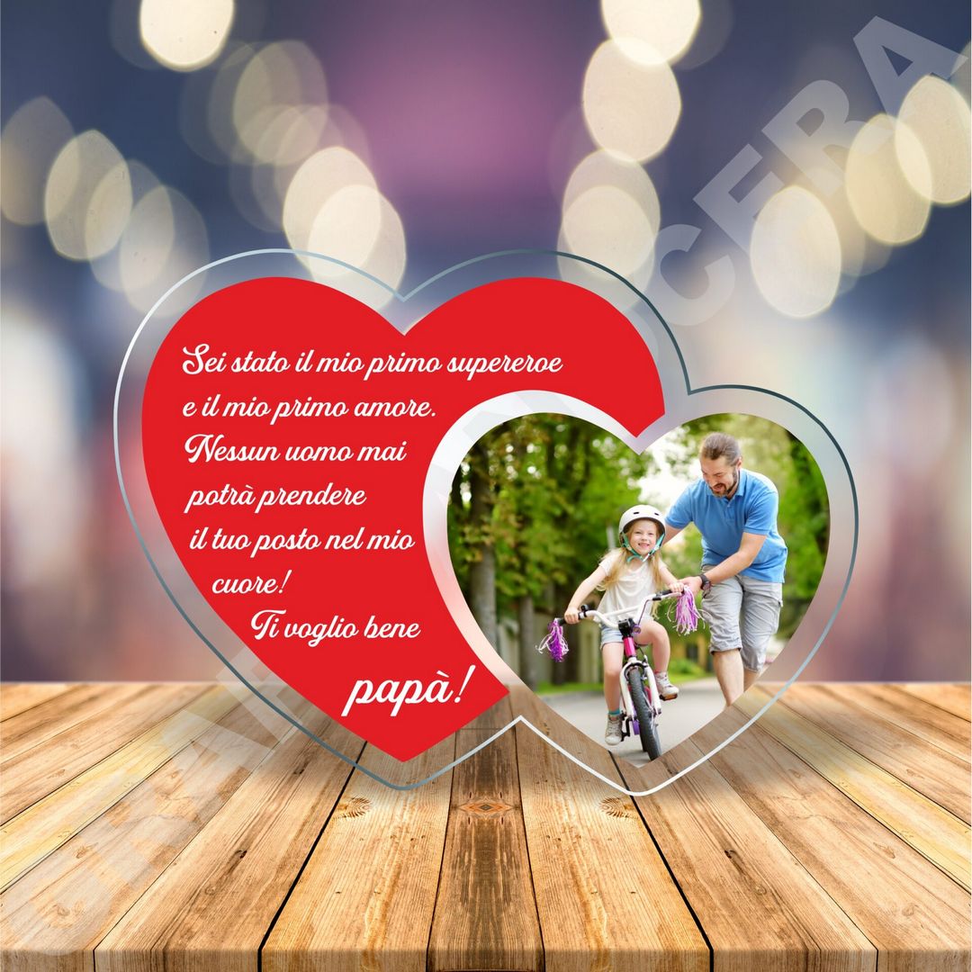 Festa del Papà Cuore in plexiglass 30cm  Sei Unico Papà