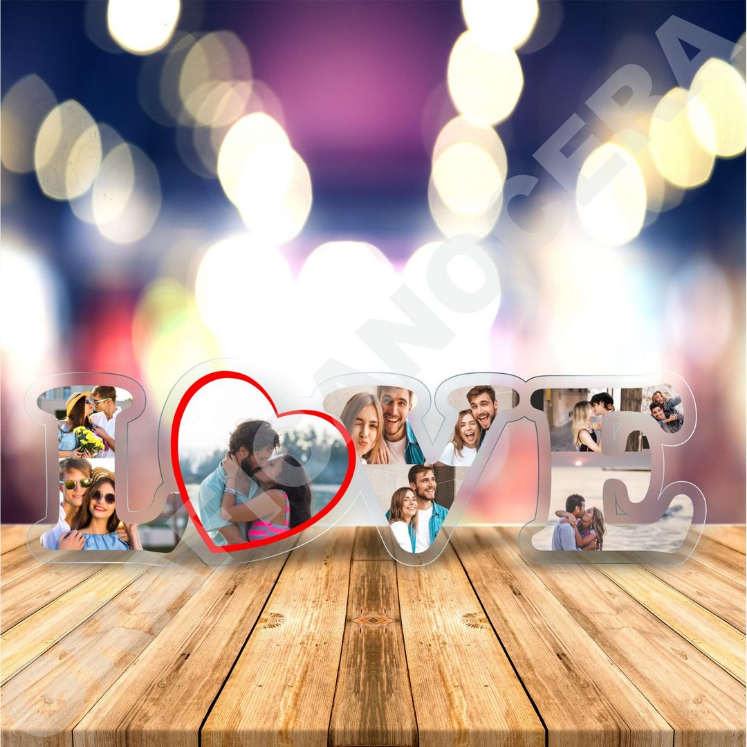 Scritta LOVE in plexiglass personalizzata con le tue FOTO
