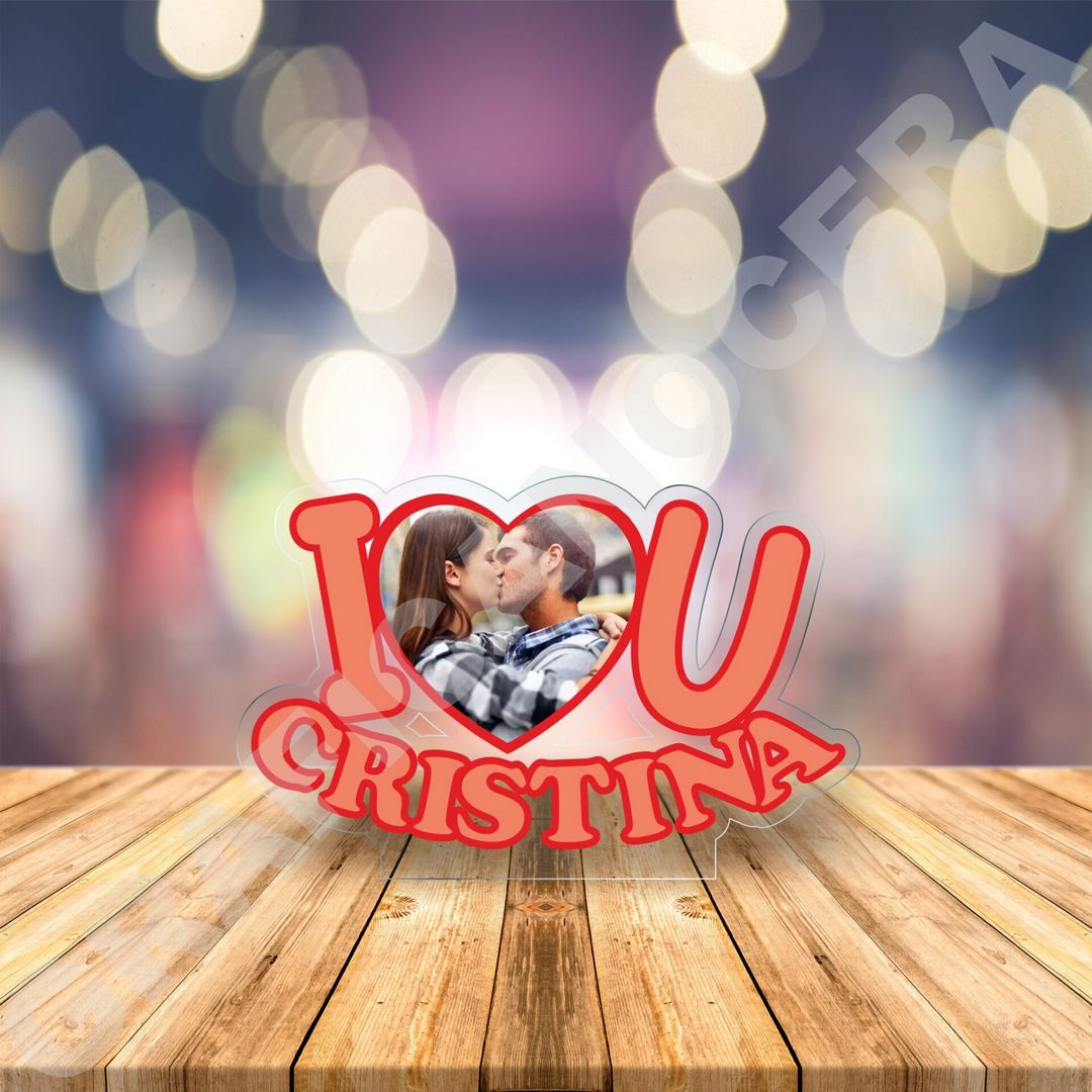 Sritta I LOVE YOU Plexiglass personalizzato con FOTO e NOME