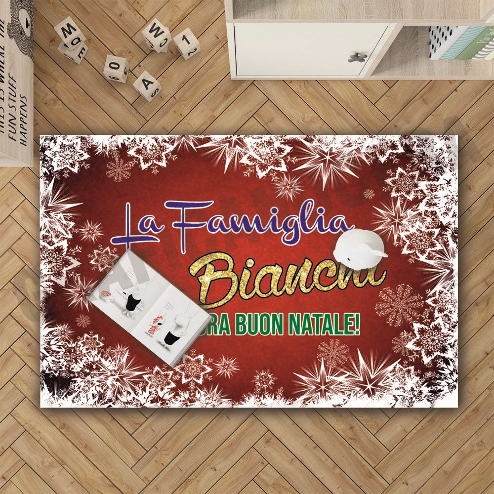 Tappeto 45cm X 80cm in moquette natalizio con cognome famiglia personalizzato