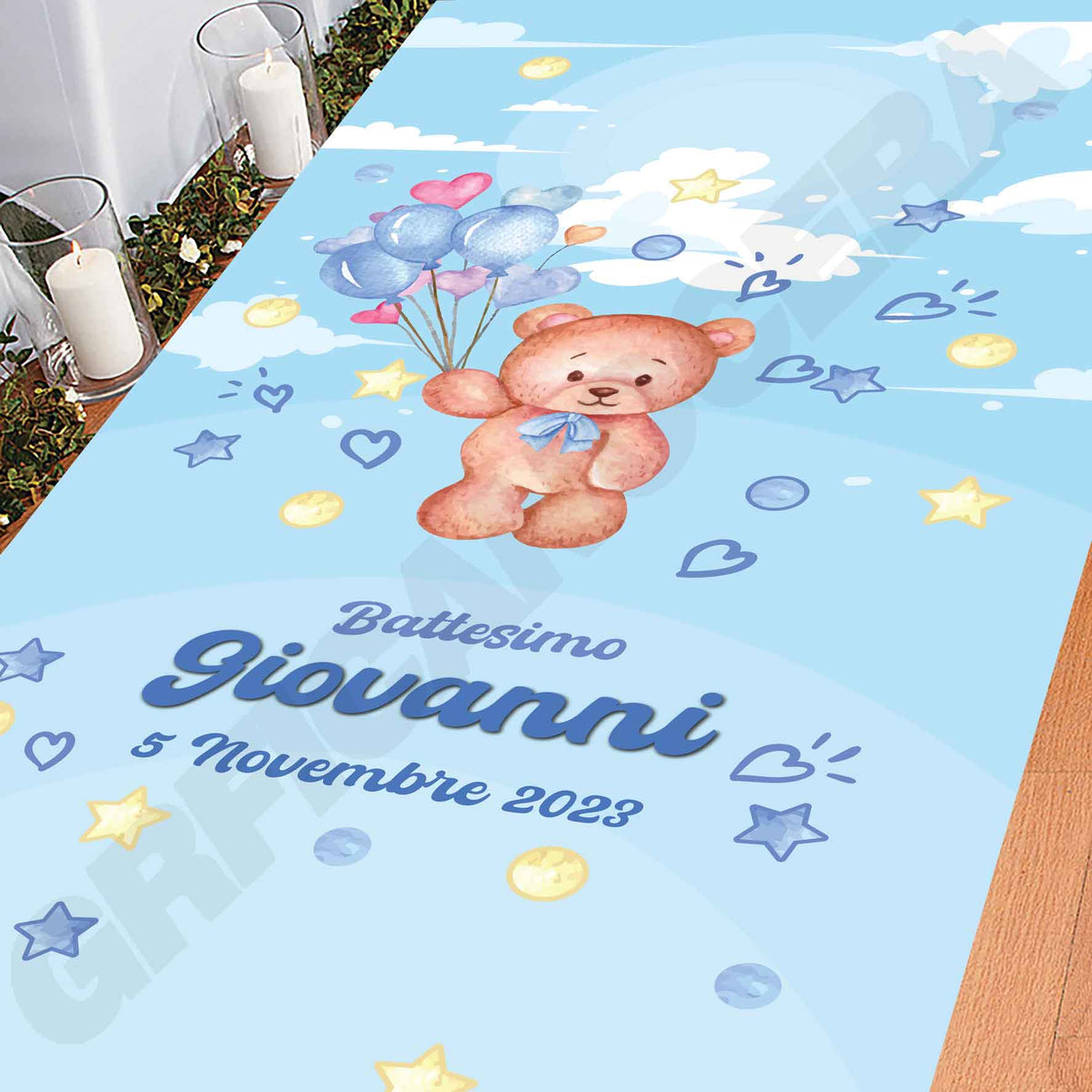Tappeto D Battesimo personalizzato decorazione bambino bambina orsacchiotto