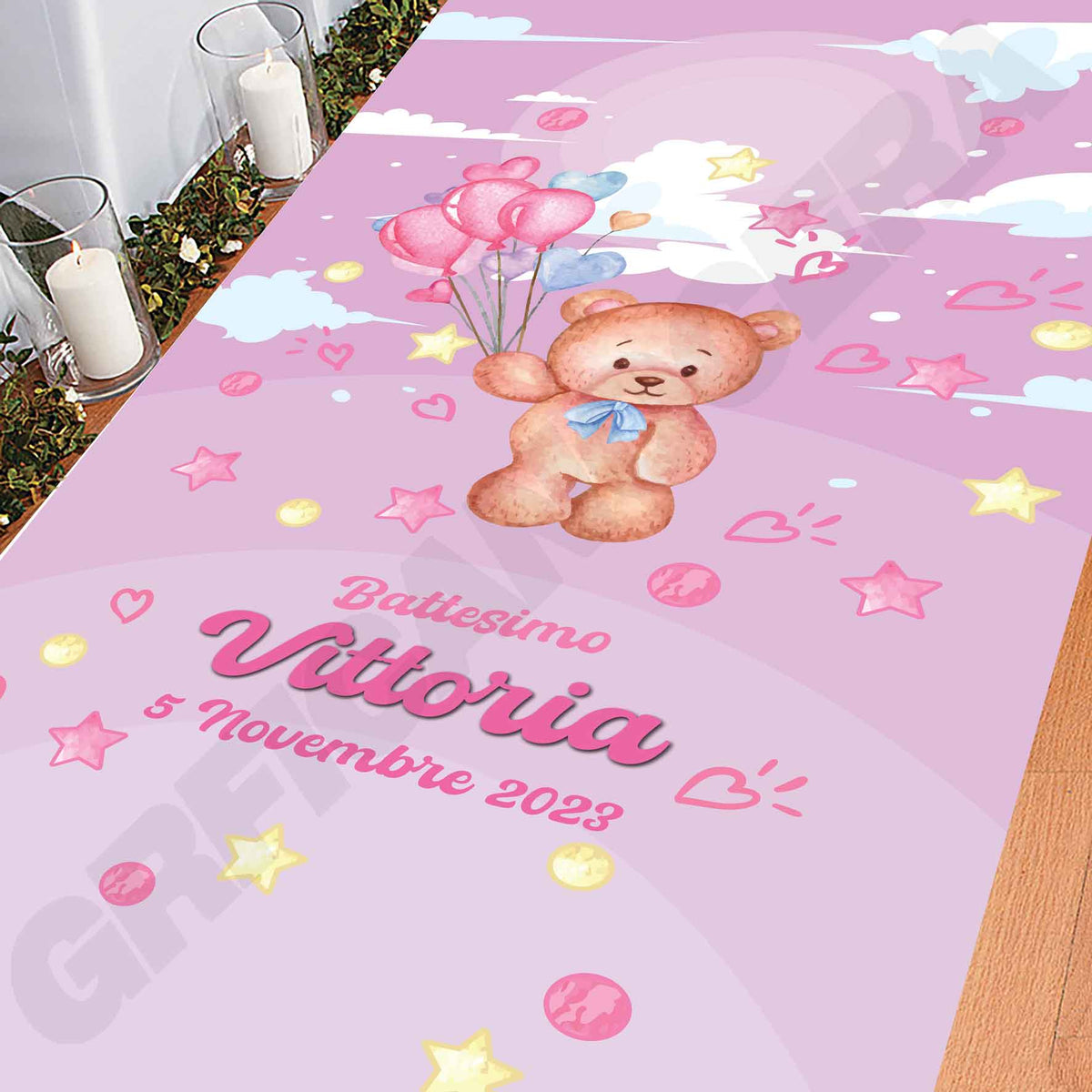 Tappeto D Battesimo personalizzato decorazione bambino bambina orsacchiotto
