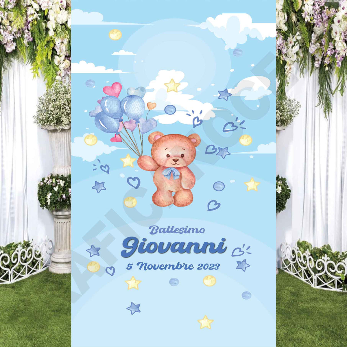 Tappeto D Battesimo personalizzato decorazione bambino bambina orsacchiotto