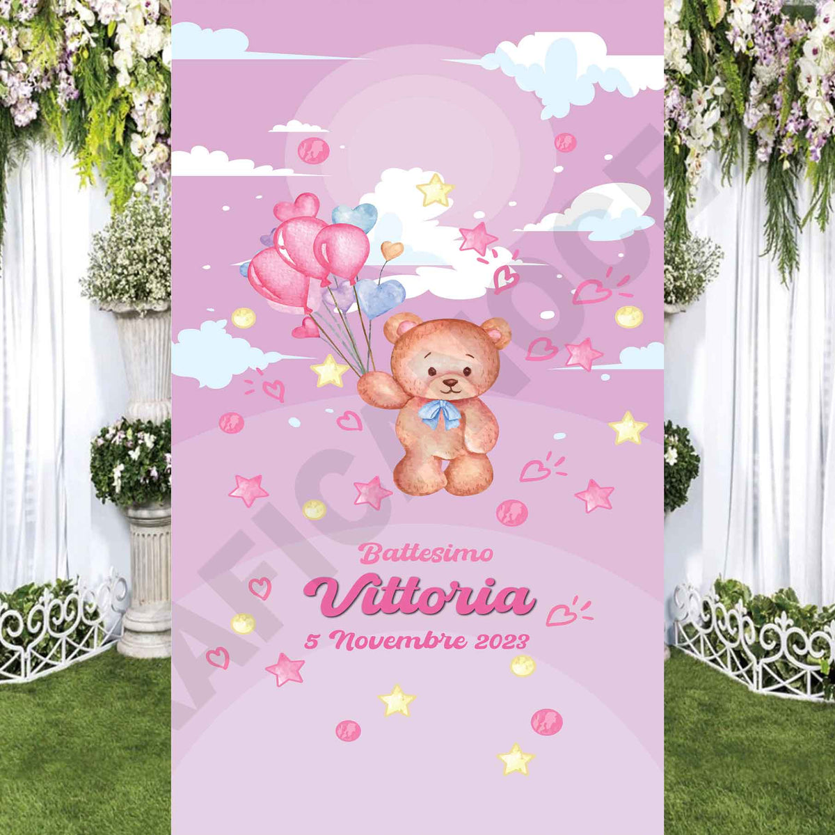 Tappeto D Battesimo personalizzato decorazione bambino bambina orsacchiotto