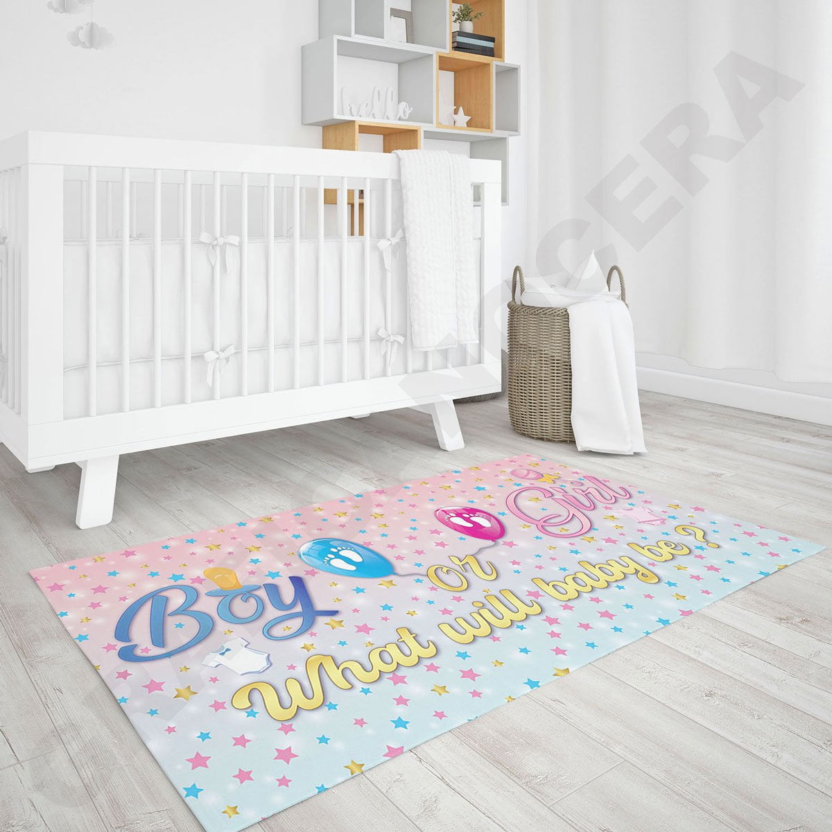 Tappeto Baby Shower Party bambino bambina festa nascita girl boy blu e rosa