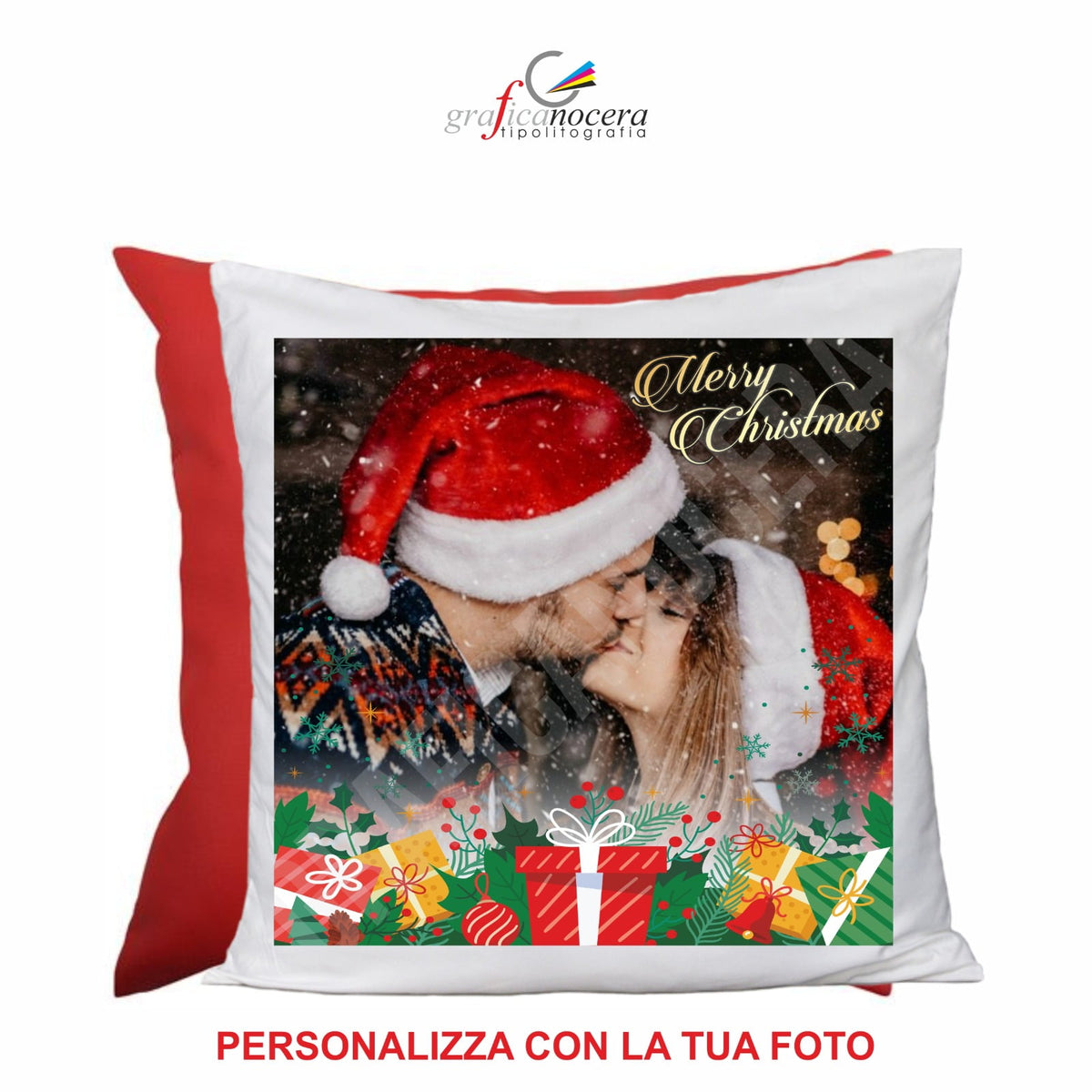 Cuscino Quadrato di Natale con foto personalizzata idea regalo natalizia