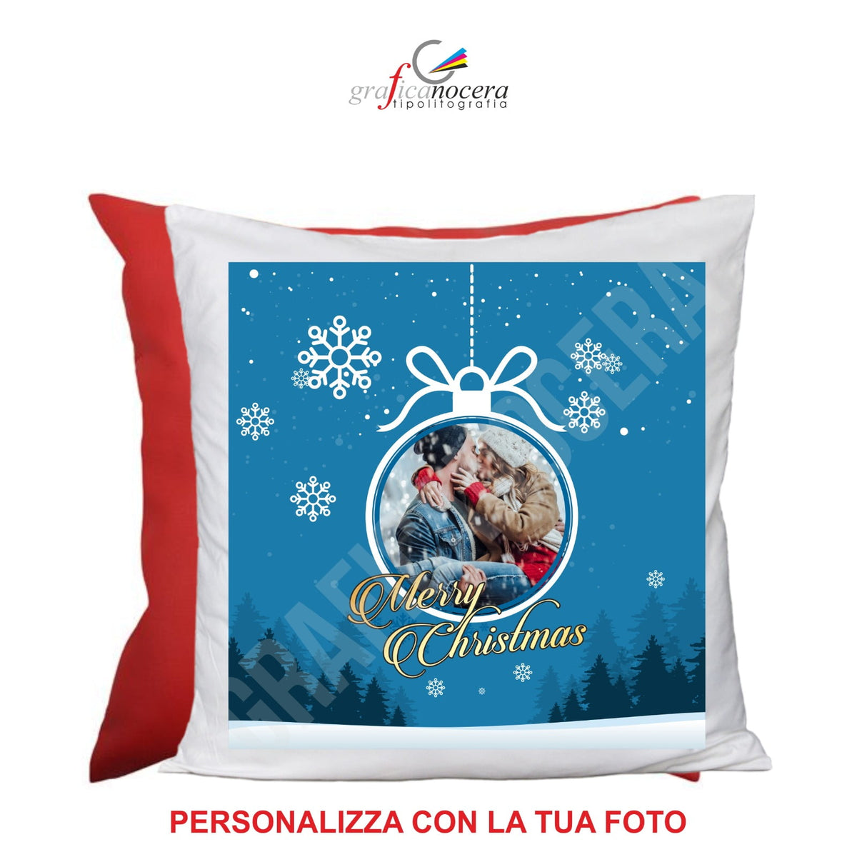 Cuscino Quadrato di Natale con foto personalizzata idea regalo natalizia