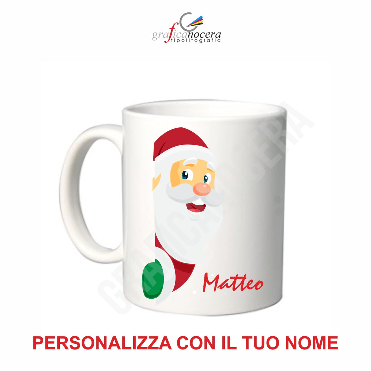 Tazza di Natale con nome personalizzato babbo natale idea regalo natalizia