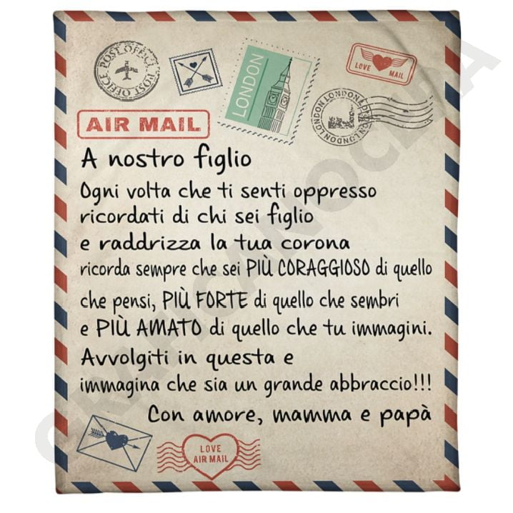 Plaid in Pile Dedica Lettera da parte dei genitori ricorrenza idea regalo famiglia figlio figlia