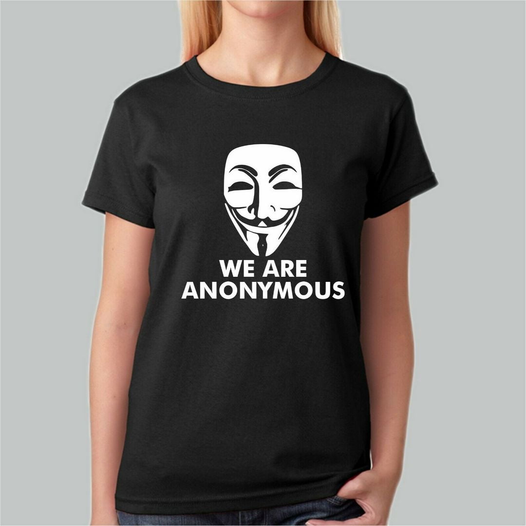 T-Shirt ANONYMOUS 2 expect us hacker bianca o nera idea regalo