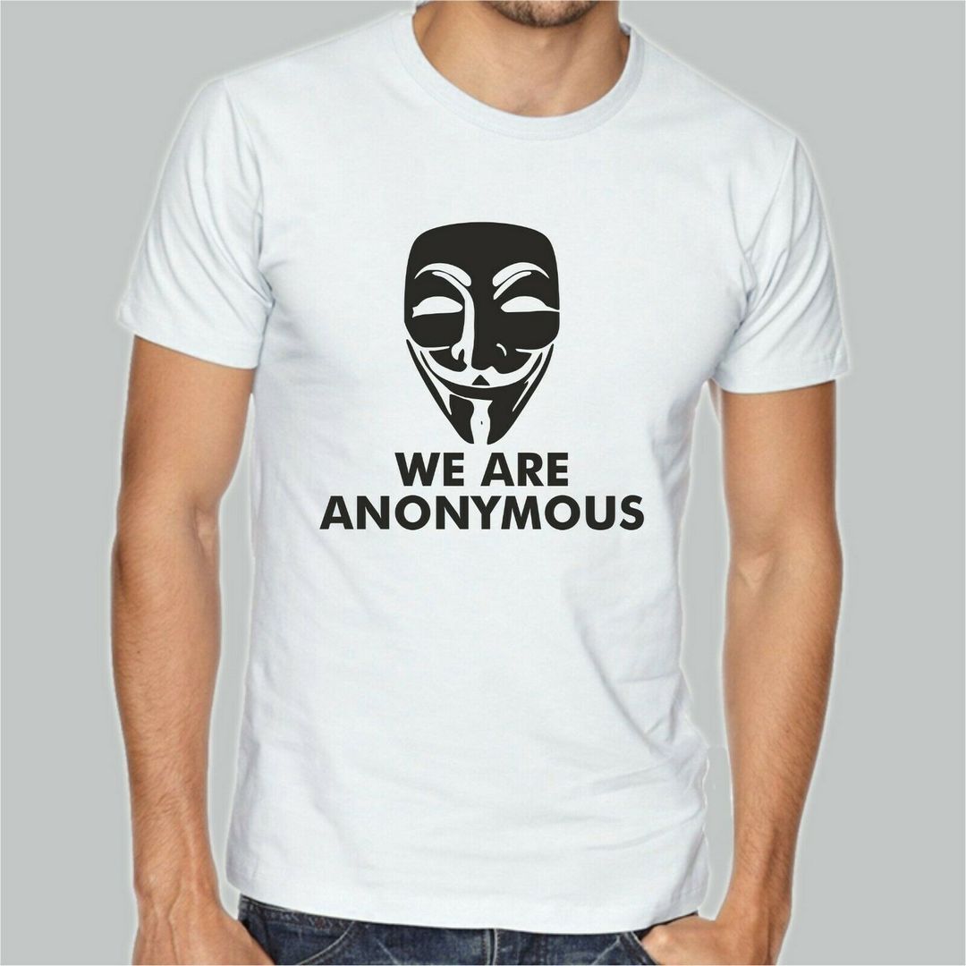 T-Shirt ANONYMOUS 2 expect us hacker bianca o nera idea regalo
