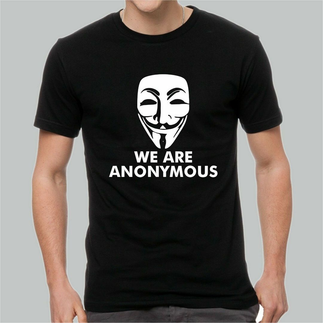 T-Shirt ANONYMOUS 2 expect us hacker bianca o nera idea regalo
