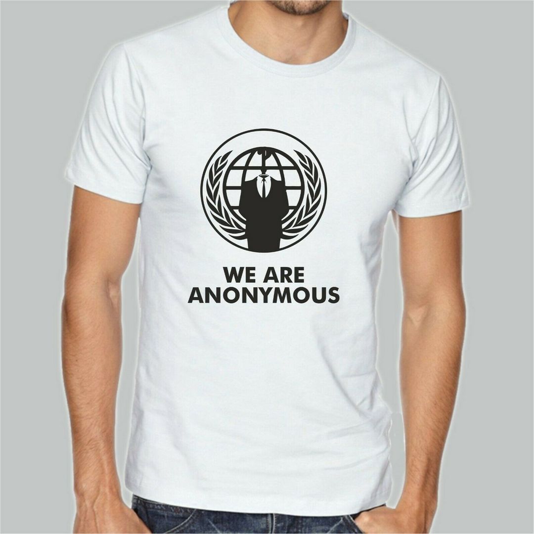 T-Shirt ANONYMOUS 2 expect us hacker bianca o nera idea regalo