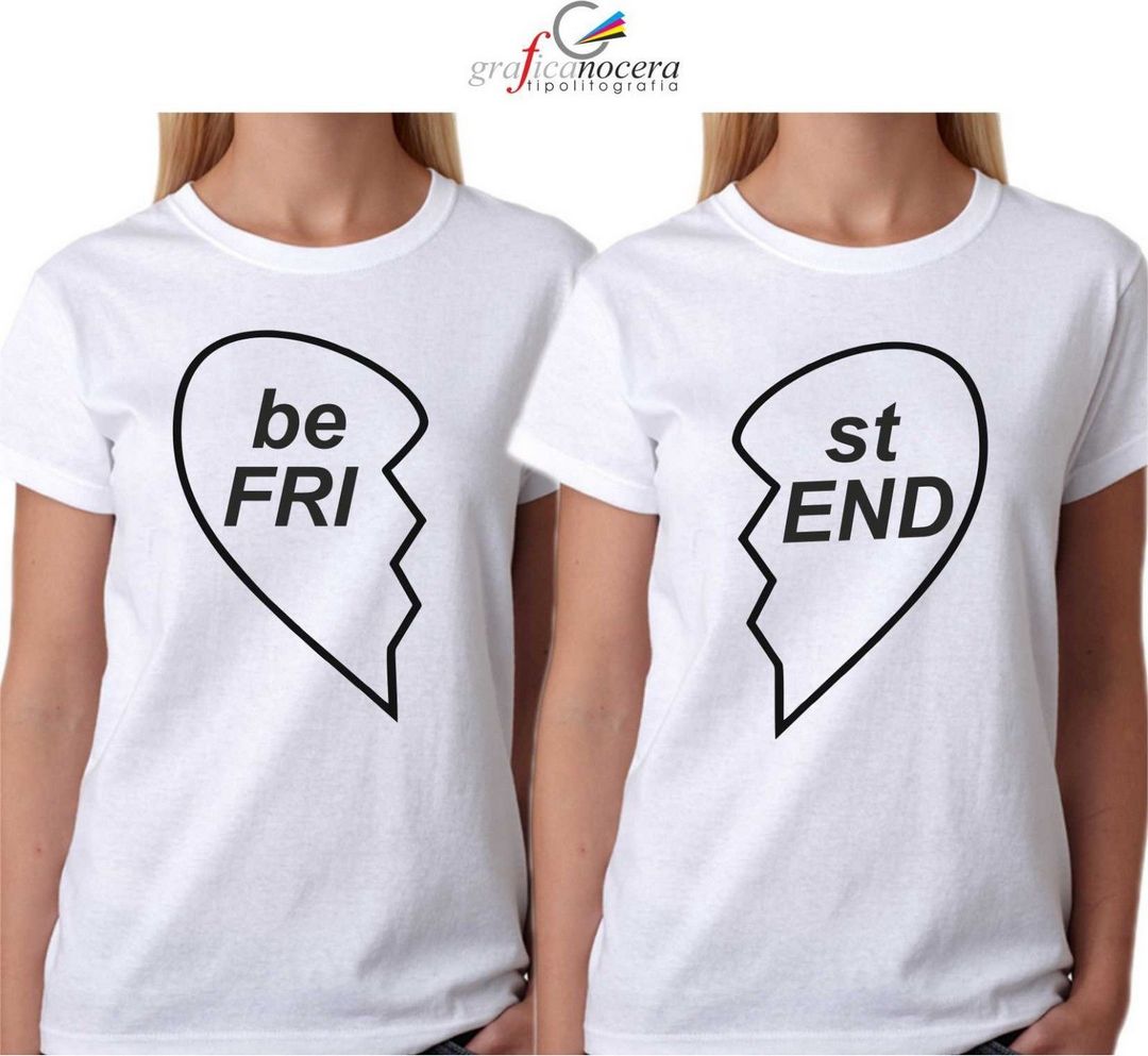 COPPIA T-SHIRT "BEST FRIEND" TOP LIFE bianca/nera regalo coppia amore love