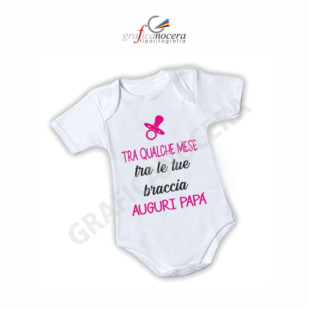 Bodino Body Tra qualche mese tra le tue braccia Papà azzurro fuxia idea regalo