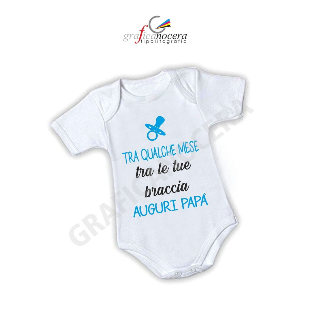 Bodino Body Tra qualche mese tra le tue braccia Papà azzurro fuxia idea regalo