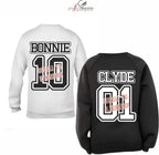 Coppia felpe Bonnie/Clyde con numero a scelta