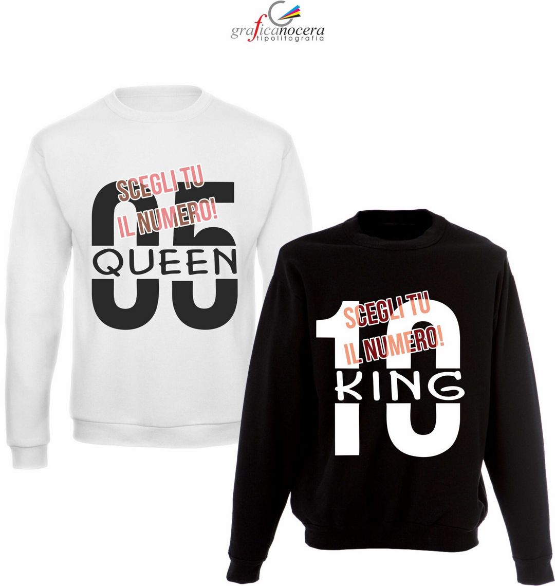 Coppia felpe King/Queen con numero a scelta