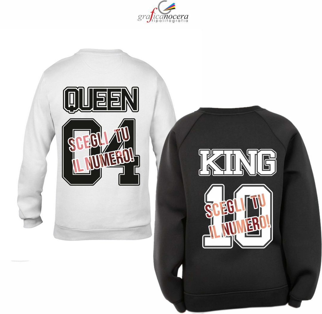 Coppia felpe King/Queen con numero a scelta