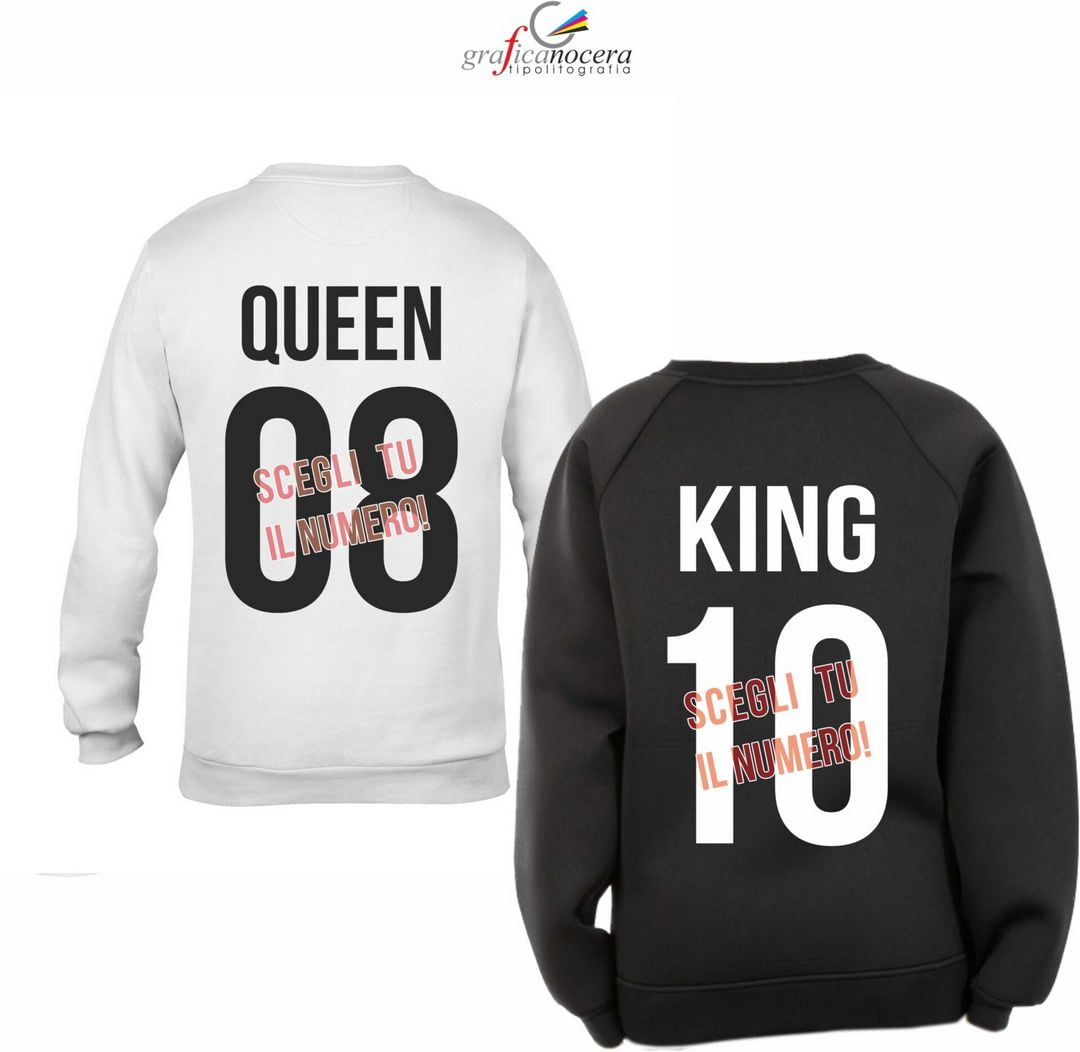 Coppia felpe King/Queen con numero a scelta