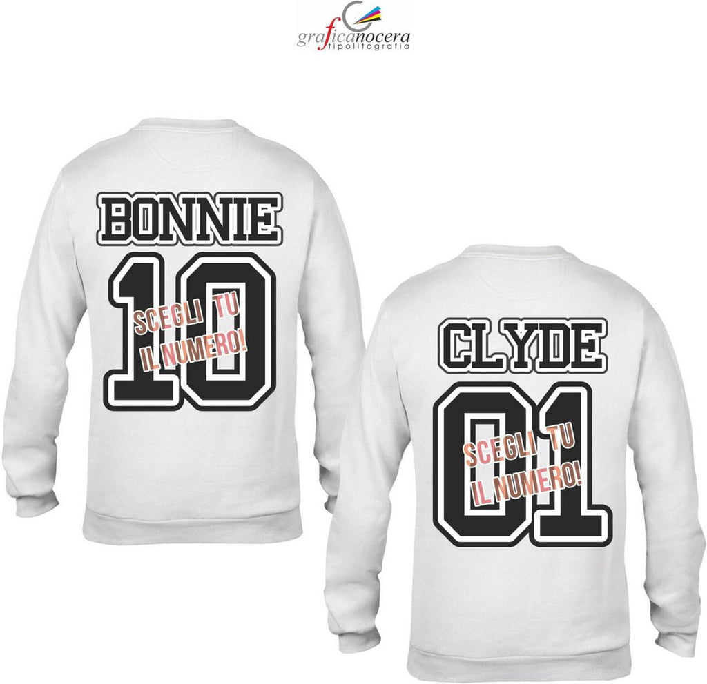 Coppia felpe Bonnie/Clyde con numero a scelta