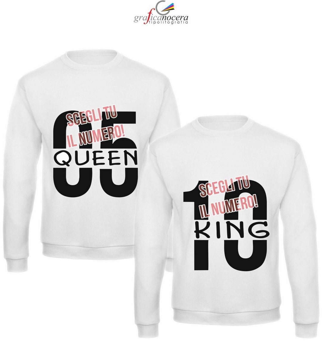 Coppia felpe King/Queen con numero a scelta