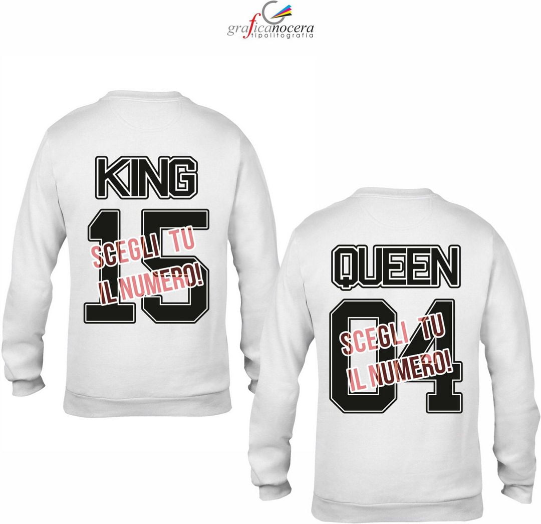 Coppia felpe King/Queen con numero a scelta