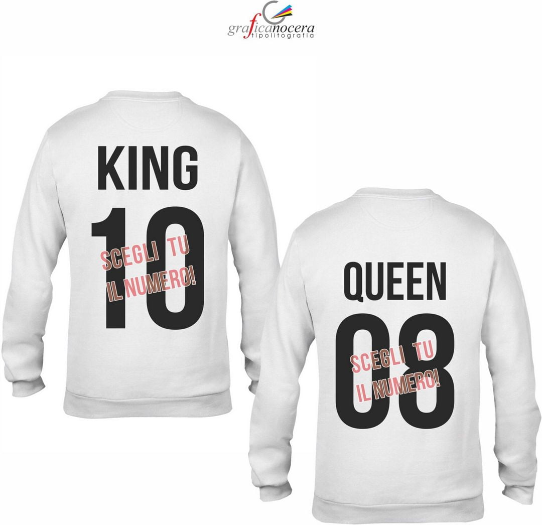 Coppia felpe King/Queen con numero a scelta
