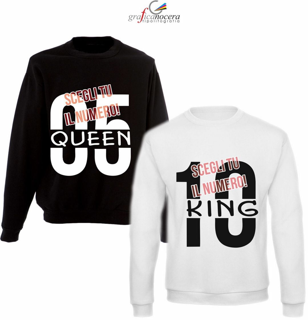 Coppia felpe King/Queen con numero a scelta